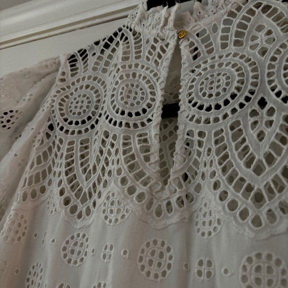 Ulla Johnson Simone Puff Sleeve Eyelet‎ Shift Dress Size 2 White Bridal Lace - Picture 14 of 16